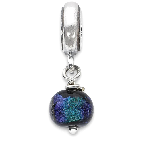 IceCarats 925 Sterling Silver Purple Dichroic Glass Dangle Charm For Bracelet Bead Glas
