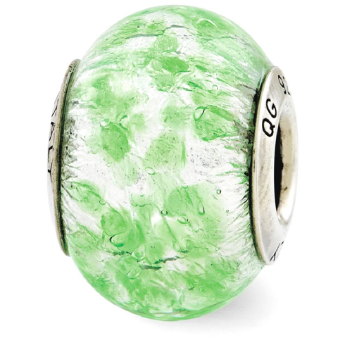 IceCarats 925 Sterling Silver Charm For Bracelet Green/white Italian Murano Glass Bead Glas