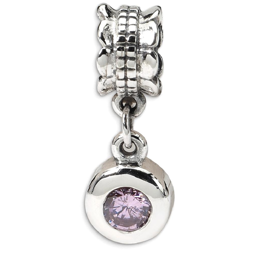 IceCarats 925 Sterling Silver Charm For Bracelet Pink Cubic Zirconia Cz Round Dangle Bead Stone Crystal Ed
