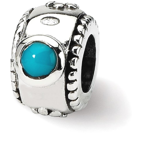 IceCarats 925 Sterling Silver Charm For Bracelet Turquoise Bead Stone Crystal