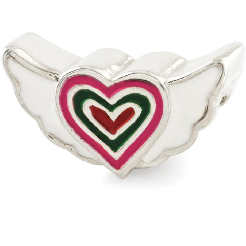 IceCarats 925 Sterling Silver Charm For Bracelet Kids Enameled Heart Wings Bead Kid Line