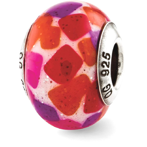IceCarats 925 Sterling Silver Charm For Bracelet Pink/purple/red Italian Murano Glass Bead Glas