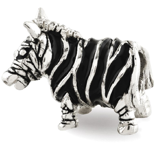 IceCarats 925 Sterling Silver Charm For Bracelet Enameled Zebra Bead Animal