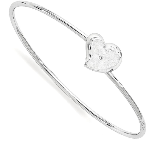 IceCarats 925 Sterling Silver Diamond Heart Bangle Bracelet Cuff