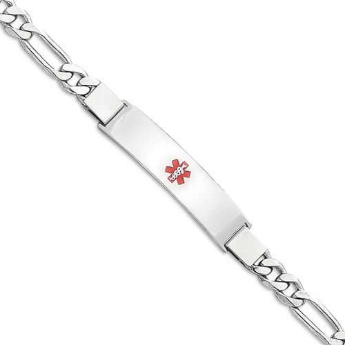 IceCarats 925 Sterling Silver Medical Id Figaro Link Bracelet 7 Inch