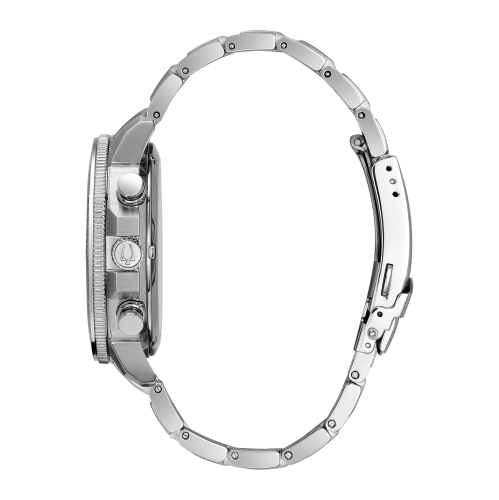 Bulova Mens Marine Star Quartz Watch 45mm Silver-Tone Stainless Steel Case and Bracelet with Black Dial