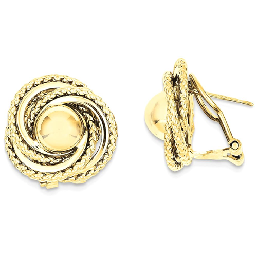 IceCarats 14k Yellow Gold Twisted Omega Back Post Stud Ball Button Earrings