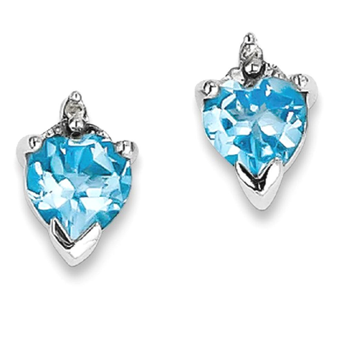IceCarats 925 Sterling Silver Heart Swiss Blue Topaz Diamond Post Stud Earrings Love
