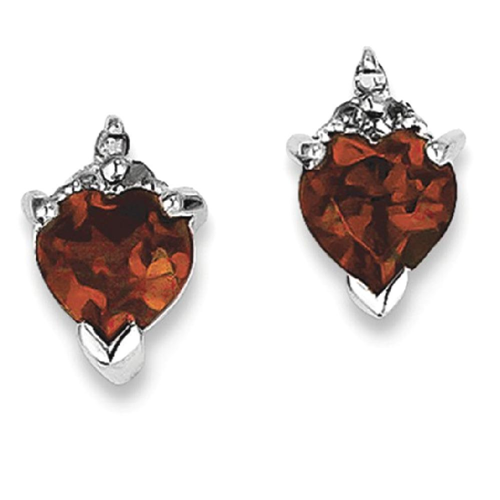 IceCarats 925 Sterling Silver Heart Red Garnet Diamond Post Stud Earrings Love
