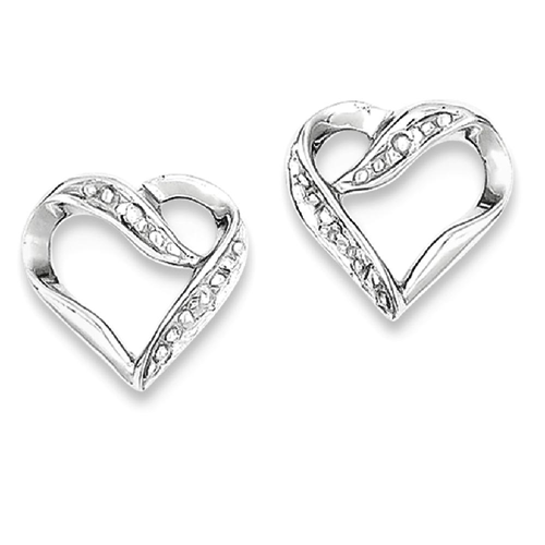 IceCarats 925 Sterling Silver Diamond Heart Post Stud Earrings Love