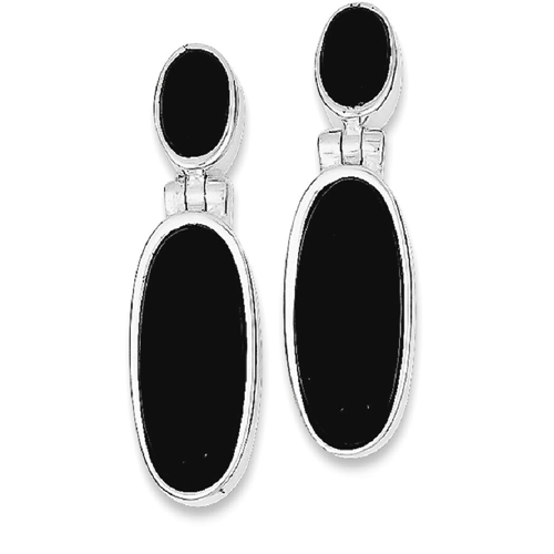 IceCarats 925 Sterling Silver Black Onyx Double Drop Dangle Chandelier Post Stud Earrings
