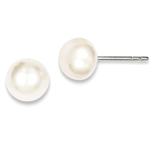 IceCarats 925 Sterling Silver White Freshwater Cultured Pearl 7 7.5mm Button Post Stud Ball Earrings