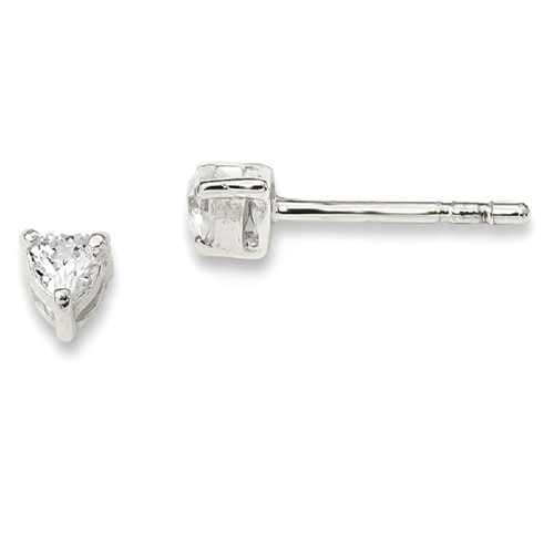 IceCarats 925 Sterling Silver 3mm Heart Cubic Zirconia Cz Stud Earrings Love Ball Button Radiant