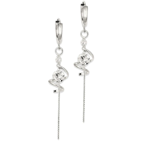 Icecarats 925 Sterling Silver Spiral Cubic Zirconia Cz Drop Dangle Icecarats 925 Sterling Silver Spiral Cubic Zirconia Cz Drop Dangle Chandelier Hoop Earrings Ear Hoops Set