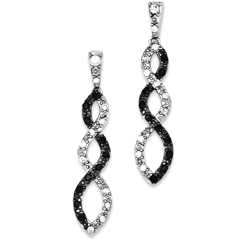 IceCarats 925 Sterling Silver Black White Cubic Zirconia Cz Twisted Post Stud Earrings Drop Dangle