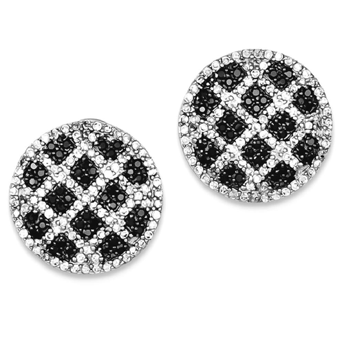 IceCarats 925 Sterling Silver Black White Cubic Zirconia Cz Round Omega Back Ball Button Stud Earrings
