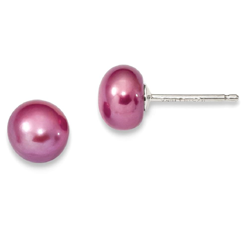 IceCarats 925 Sterling Silver 7mm Freshwater Cultured Button Pearl Lavender Post Stud Ball Earrings
