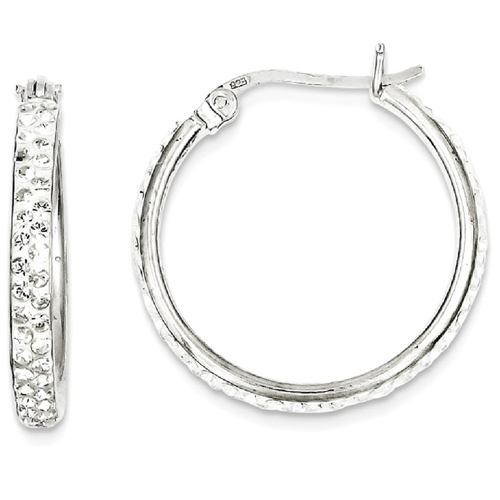 IceCarats 925 Sterling Silver White Swarovski Crystal Hoop Earrings Ear Hoops Set For Women