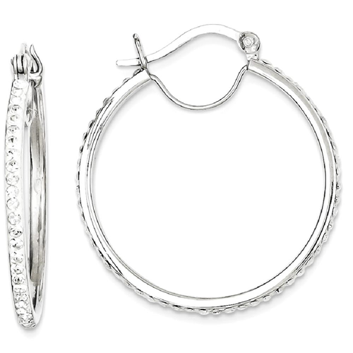 IceCarats 925 Sterling Silver White Swarovski Crystal Hoop Earrings Ear Hoops Set For Women