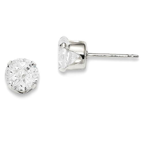 IceCarats 925 Sterling Silver 6mm Round 4 Prong Cubic Zirconia Cz Stud Ball Button Earrings Square