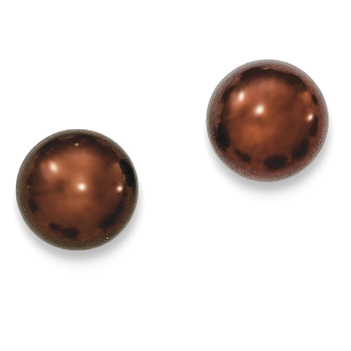 IceCarats 925 Sterling Silver 7mm Brown Freshwater Cultured Button Pearl Stud Ball Earrings
