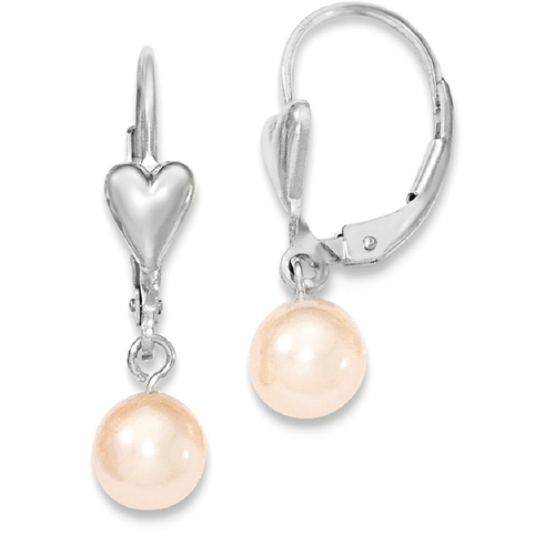 IceCarats 925 Sterling Silver 7mm Pink Freshwater Cultured Pearl Leverback Earrings Lever Back For Women Drop Dangle