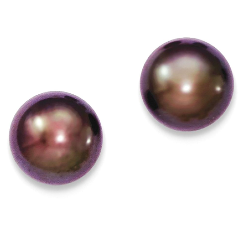 IceCarats 925 Sterling Silver 9mm Black Freshwater Cultured Button Pearl Stud Ball Earrings