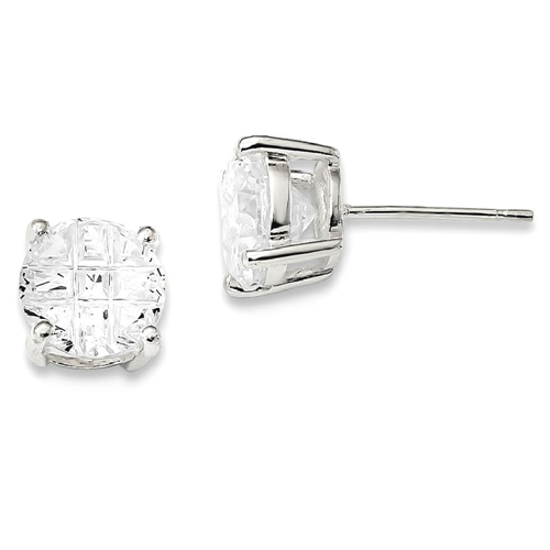 IceCarats 925 Sterling Silver 8mm Round Basket Set Cubic Zirconia Cz Stud Ball Button Earrings Square