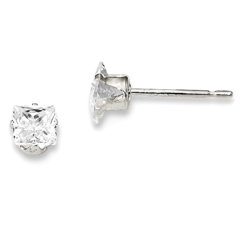 IceCarats 925 Sterling Silver 4mm Square Cubic Zirconia Cz 4 Prong Stud Ball Button Earrings Radiant