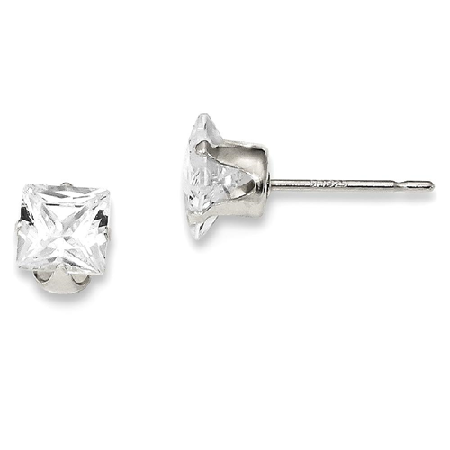 IceCarats 925 Sterling Silver 5mm Square Cubic Zirconia Cz 4 Prong Stud Ball Button Earrings Radiant