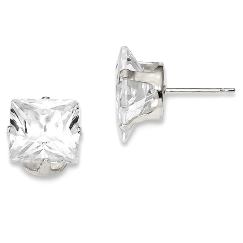 IceCarats 925 Sterling Silver 9mm Square Cubic Zirconia Cz 4 Prong Stud Ball Button Earrings Radiant