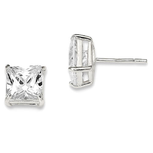 IceCarats 925 Sterling Silver 7mm Square Cubic Zirconia Cz Basket Set Stud Ball Button Earrings Radiant