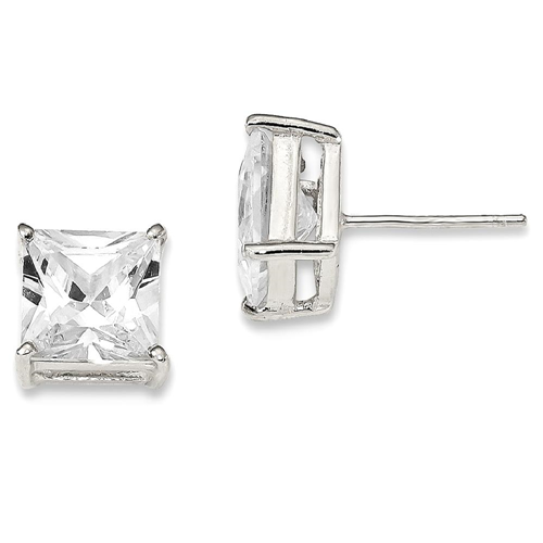 IceCarats 925 Sterling Silver 8mm Square Cubic Zirconia Cz Basket Set Stud Ball Button Earrings Radiant
