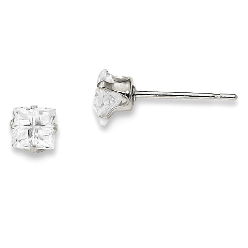 IceCarats 925 Sterling Silver 4mm Square Cubic Zirconia Cz 4 Prong Stud Ball Button Earrings