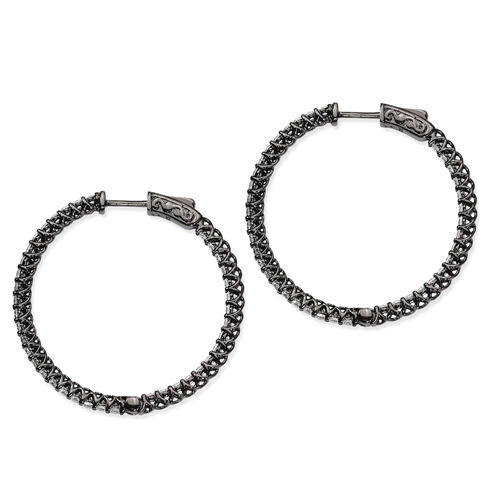 IceCarats 925 Sterling Silver Ruthenium Plated Cubic Zirconia Cz In Out Hinged Hoop Earrings Ear Hoops Set For Women Shimmer