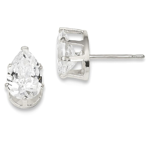 IceCarats 925 Sterling Silver 9x6 Pear Cubic Zirconia Cz Stud Ball Button Earrings Radiant