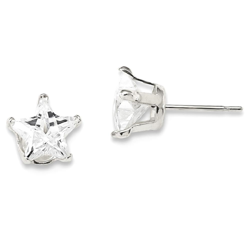 IceCarats 925 Sterling Silver 8mm Star Cubic Zirconia Cz Stud Earrings Celestial Ball Button Square