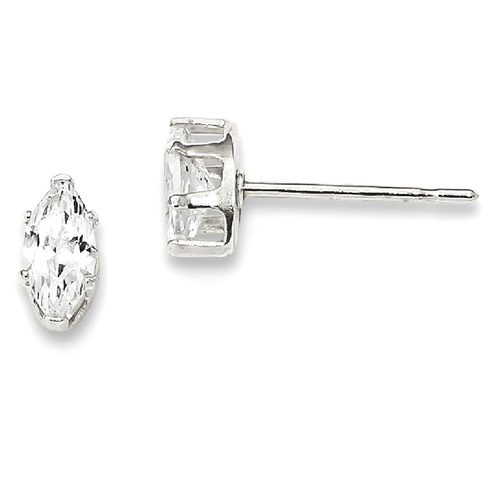 IceCarats 925 Sterling Silver 6x3 Marquise Stud Ball Button Earrings Cz Radiant