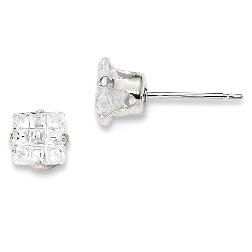 IceCarats 925 Sterling Silver 5mm Square Cubic Zirconia Cz 4 Prong Stud Ball Button Earrings