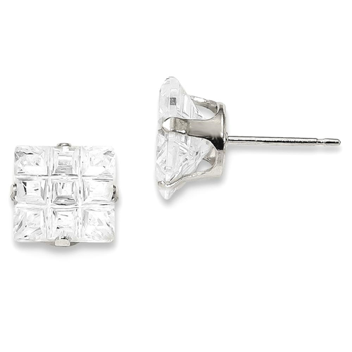 IceCarats 925 Sterling Silver 8mm Square Cubic Zirconia Cz 4 Prong Stud Ball Button Earrings