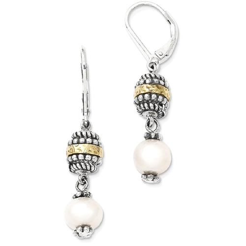 IceCarats 925 Sterling Silver 14k 8mm Freshwater Cultured Pearl Leverback Earrings Lever Back For Women Drop Dangle