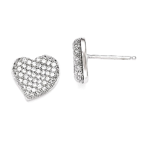 IceCarats 925 Sterling Silver Cubic Zirconia Cz Heart Post Stud Earrings Love