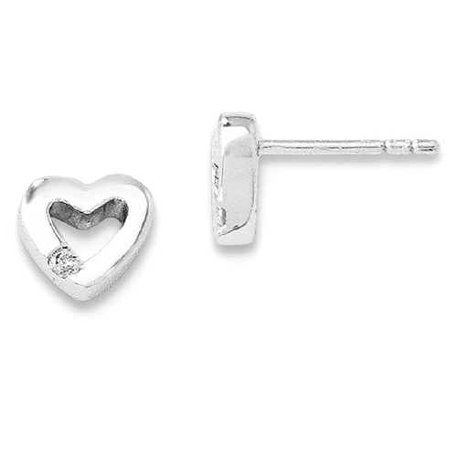 IceCarats 925 Sterling Silver .04ct Diamond Heart Post Stud Earrings Love