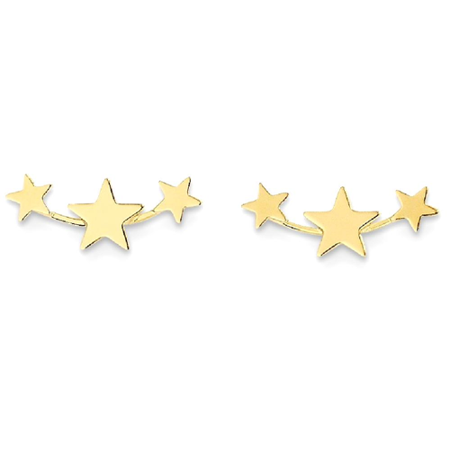 IceCarats 14k Yellow Gold 3 Star Post Stud Earrings Celestial