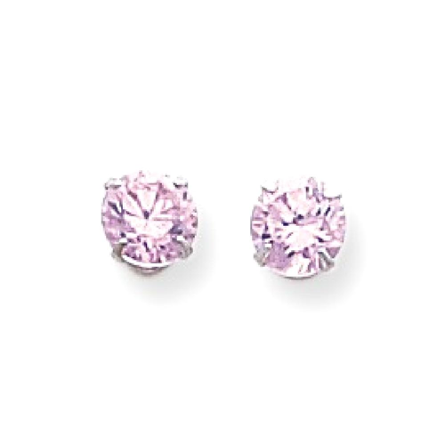 IceCarats 14k White Gold 5mm Pink Cubic Zirconia Cz Post Stud Earrings