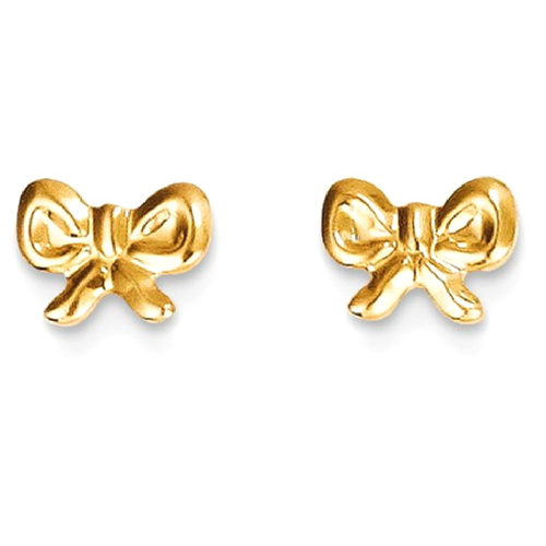IceCarats 14k Yellow Gold Bow Post Stud Earrings