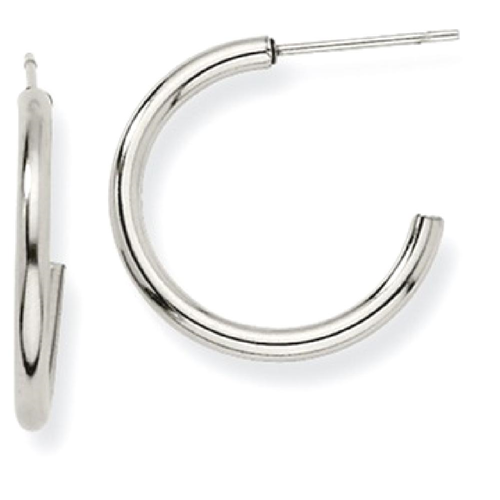IceCarats Stainless Steel 19mm Diameter J Hoop Post Stud Earrings Ear Hoops Set For Women