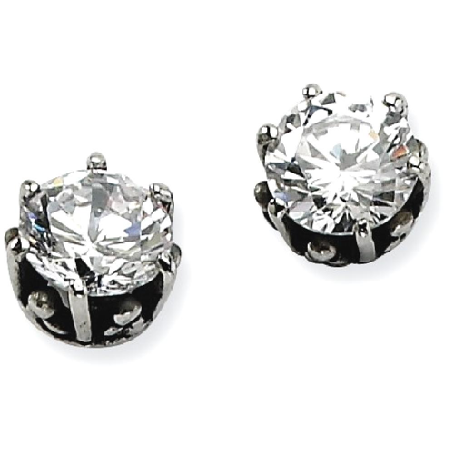 IceCarats Stainless Steel Round Cubic Zirconia Cz Post Stud Ball Button Earrings