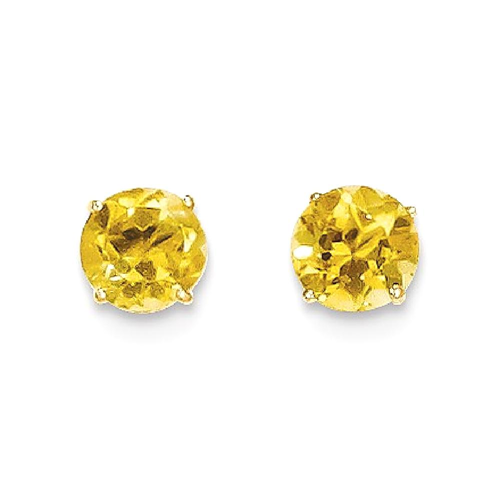 IceCarats 14k Yellow Gold Round Citrine 5mm Post Stud Earrings