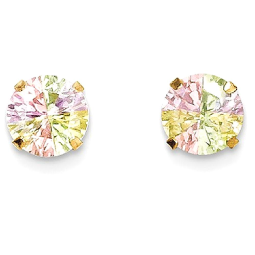 IceCarats 14k Yellow Gold Multi Color Cubic Zirconia Cz 6mm Post Stud Earrings